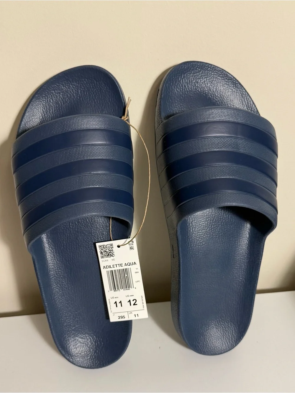 Adidas Adilette Aqua Slide Sandals in Navy Blue - Picture 3 of 6